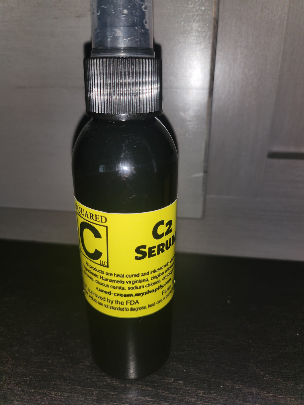C2 Serum spray = this product is heat cured and infused with vitamins